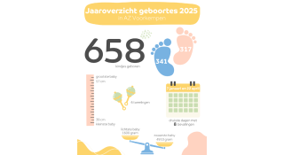 Jaaroverzicht aantal bevallingen in AZ Voorkempen in 2025